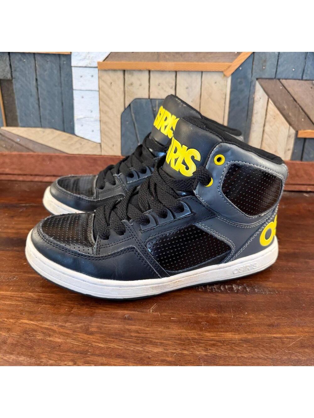 Osiris NYC 83 Mid Youth‎ High-Top Skate Shoes Black & Yellow 4